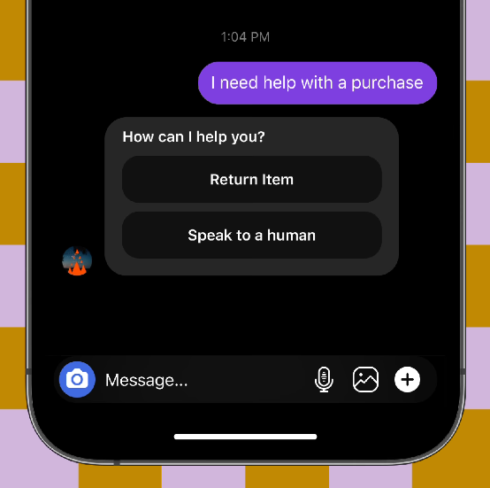 Giao diện chat của chatbot được tạo ra từ ManyChat